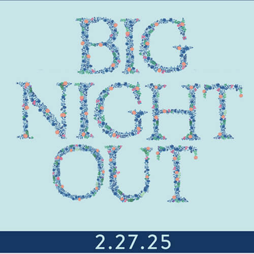 Text graphic for youth volunteer programs Texas reads "BIG NIGHT OUT" with fundraiser date.