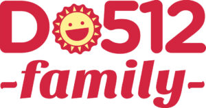 DO512 family logo in red with a sun, promoting youth and family volunteering Texas.