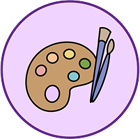 Illustration of a paint palette and brushes representing youth volunteer programs Texas.