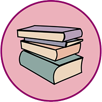 Illustration of three books symbolizing youth and family volunteering in Texas.