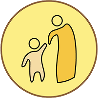 Line drawing of two figures, symbolizing youth volunteering and teen service programs.