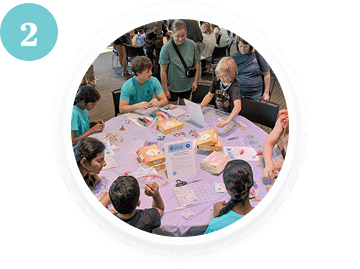 Teens and families participate in a volunteering arts activity in Texas.