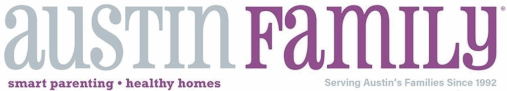 Austin Family magazine logo with youth and family volunteering programs in Texas.