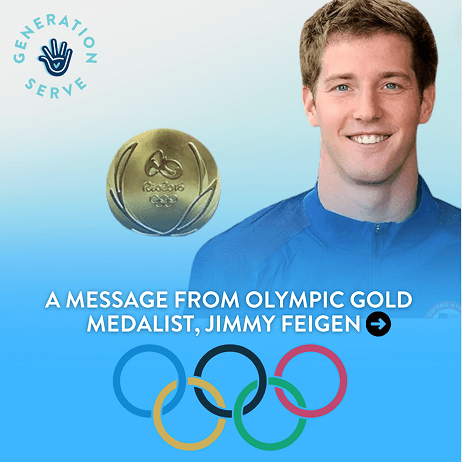Smiling man with gold Olympic medal promotes youth volunteer programs Texas; join teen service, family volunteering opportunities.