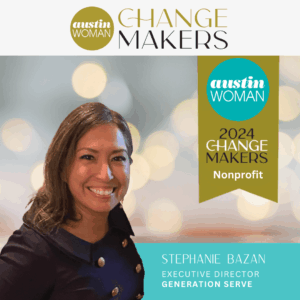 Stephanie Bazan, Generation Serve leader, honored for youth volunteer programs and family volunteering opportunities in Texas.