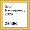 A square gold-bordered badge reads "Gold Transparency 2024 Candid," symbolizing youth and family volunteering programs Texas.