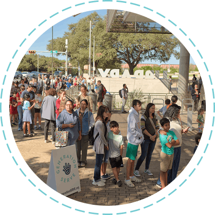 Youth volunteers in line for Generation Serve programs in Texas.
